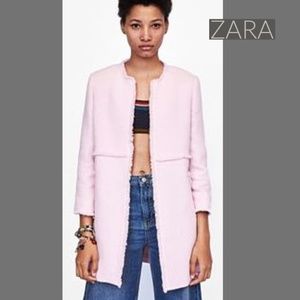 ZARA Pink Tweed Jacket Coat Sz M